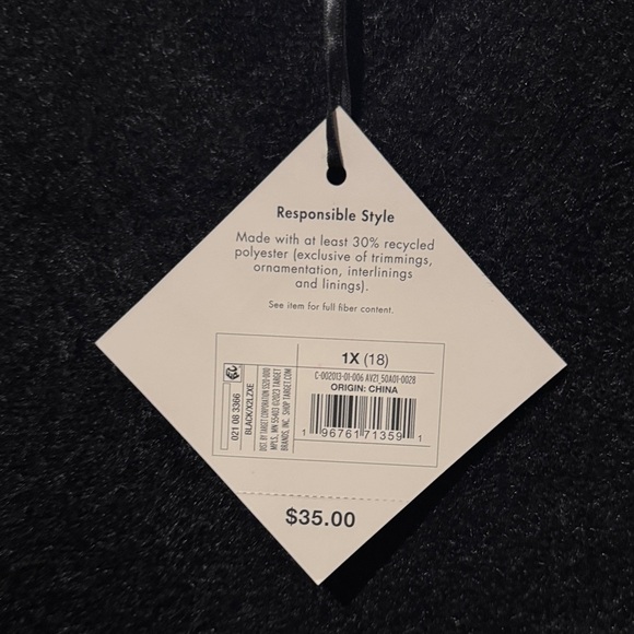 Ava & Viv Women's Fuzzy V-Neck Tunic Pullover Sweater - Black (Size 1X) - Picture 2 of 5